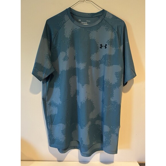 Under Armour Mens Teal Shirt Athletic S/S Tech Tee Size Large - EUC - Picture 1 of 4